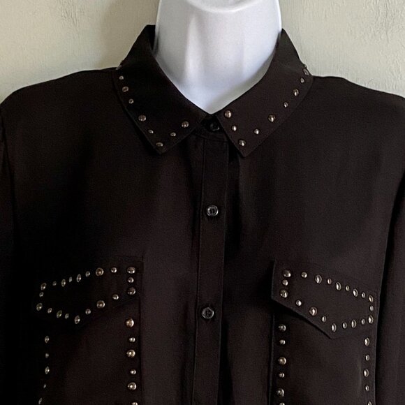 Wild Fable Black Button Down Shirt with Rivets - Picture 4 of 10